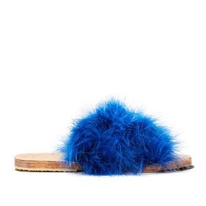 Brother Vellies Women's Lamu Marabou Feather Slide Sandals